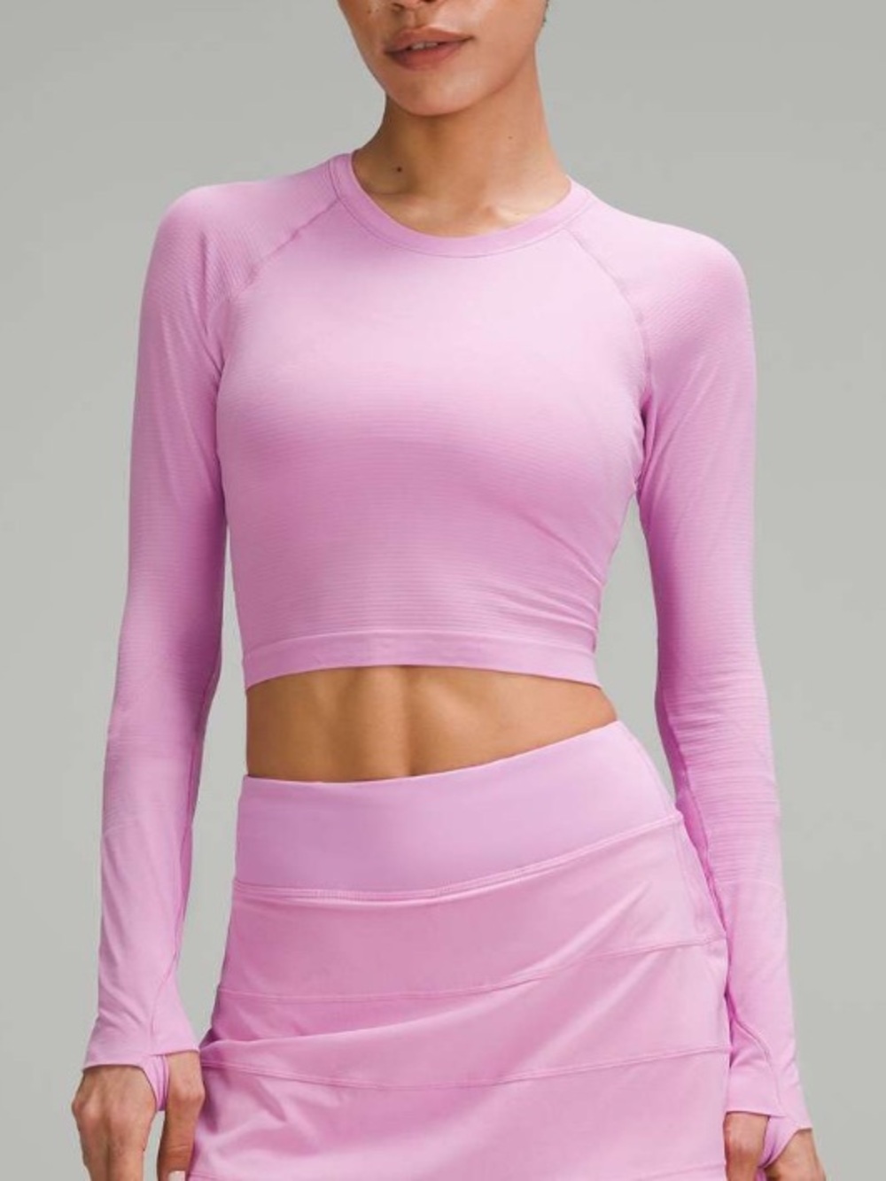 Lululemon Swiftly Tech Cropped Long-Sleeve Shirt 2.0 Dahlia Mauve size 6